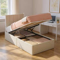 Twin Size Lift Up Storage Bed Frame, Platform Bed with Upholstered Headboard, 550 lb Capacity & Underbed Storage