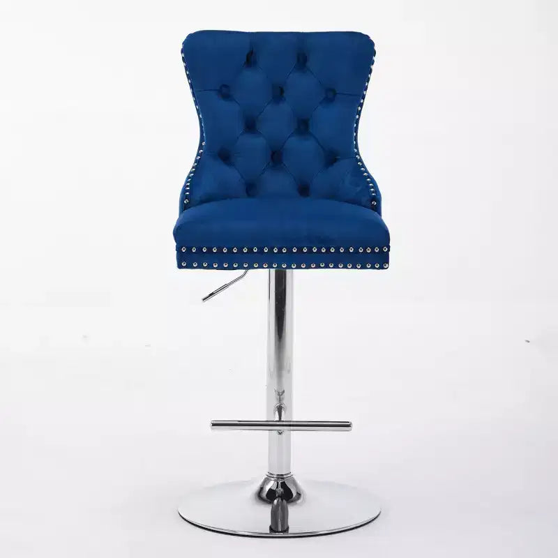 Lot de 2 tabourets de bar pivotants, réglables de 63,5 à 84 cm, en velours, avec capitonnage losange et siège à ressorts, pour bar à domicile, îlot de cuisine