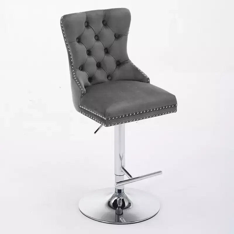 Lot de 2 tabourets de bar pivotants, réglables de 63,5 à 84 cm, en velours, avec capitonnage losange et siège à ressorts, pour bar à domicile, îlot de cuisine