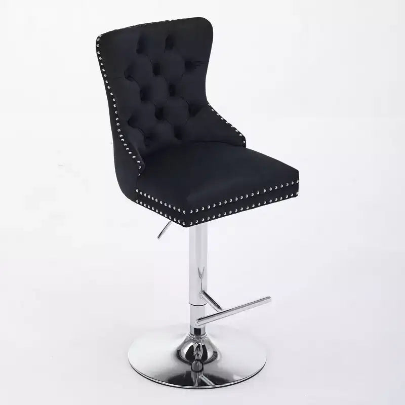 Swivel Bar Stools Set of 2, Adjustable 25-33 Inch Velvet Barstools with Tufted Diamond Pleating&Spring Seat, for Home Pub, Kitchen Island