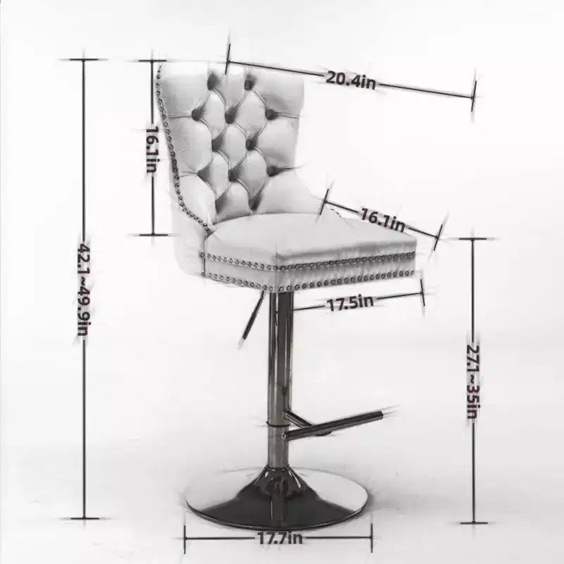 Lot de 2 tabourets de bar pivotants, réglables de 63,5 à 84 cm, en velours, avec capitonnage losange et siège à ressorts, pour bar à domicile, îlot de cuisine