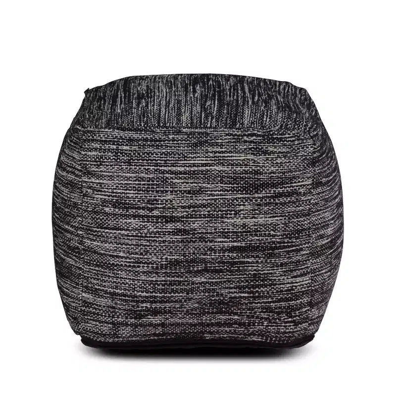 Omari Square Handwoven Pouf Black/Ivory - .: Bohemian Abstract Upholstered Ottoman, 18" Square, 250 lb Capacity