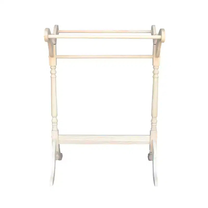 Quilt Rack Unfinished - : Solid Wood Blanket Storage with 3 Rungs