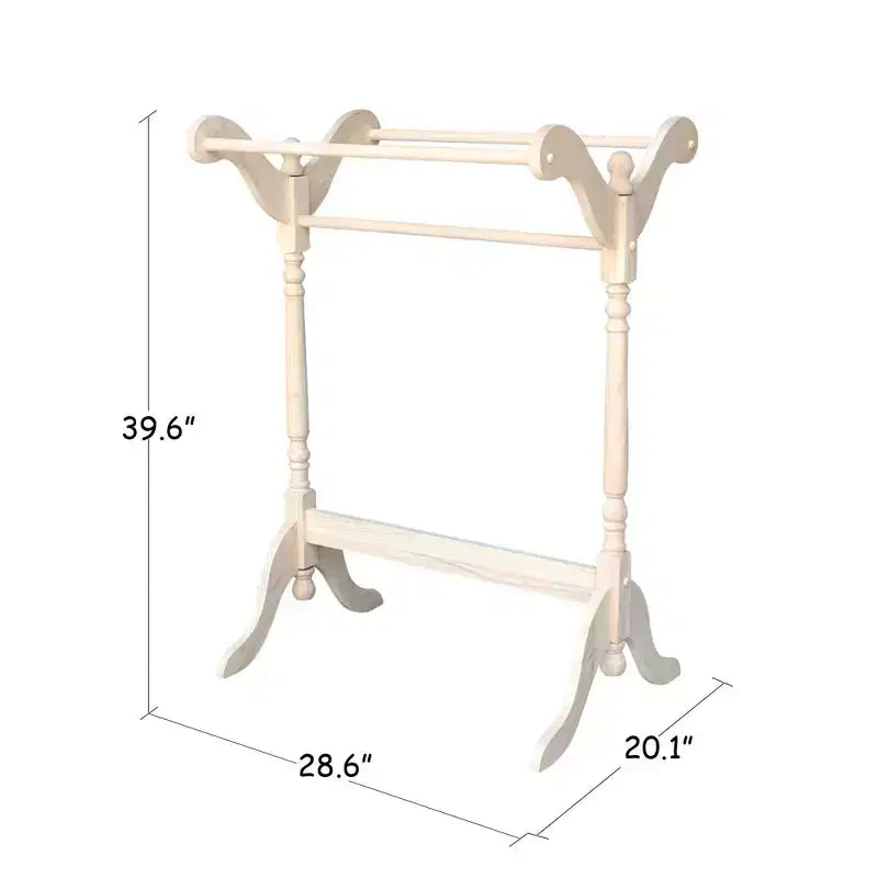 Support à courtepointe non fini – : Rangement de couvertures en bois massif à 3 barreaux