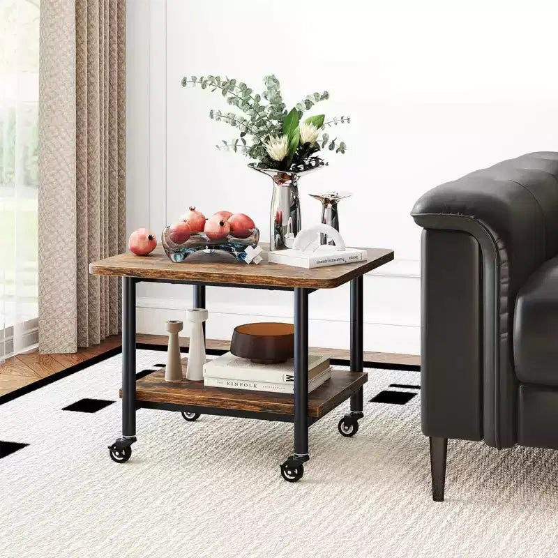 Table pour imprimante mobile à 2 niveaux avec étagère de rangement, roulettes verrouillables et cadre en métal